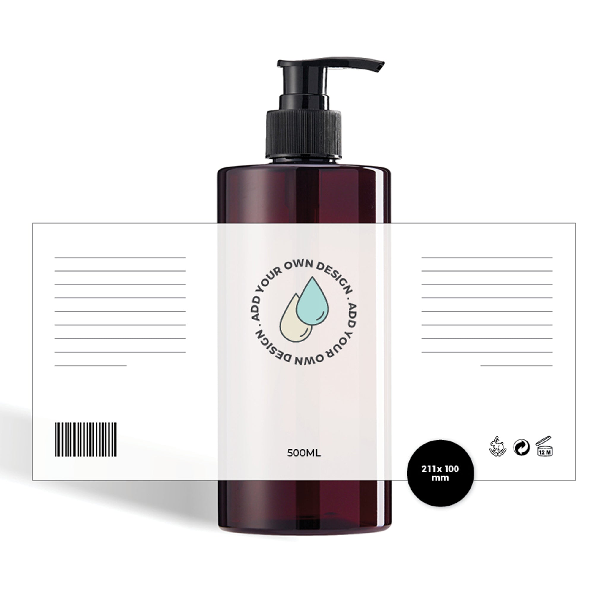 Custom-printed Plastic Lotion Bottle Labels (Flat Shouldered)