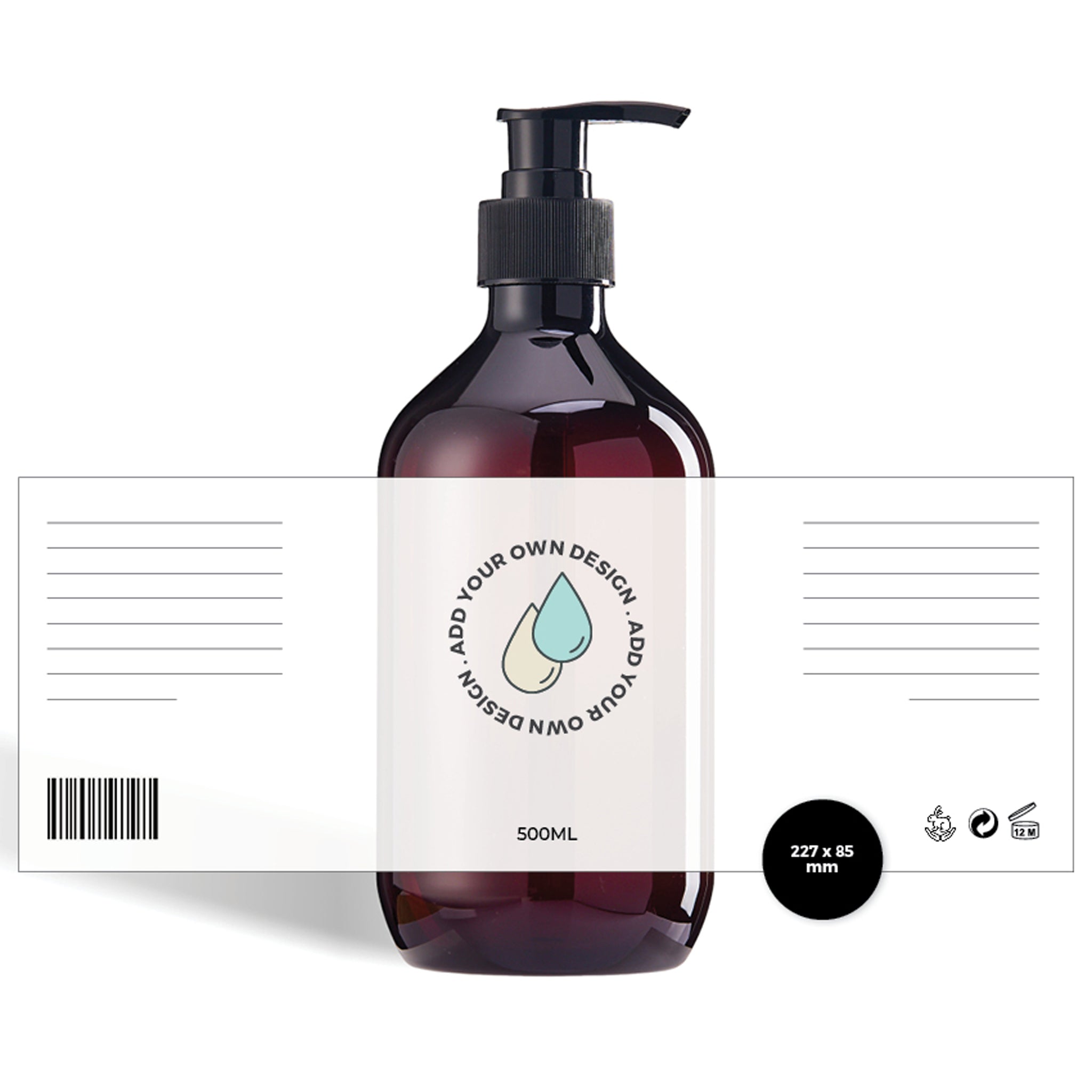 Custom-printed Plastic Lotion Bottle Labels (Round Shouldered)