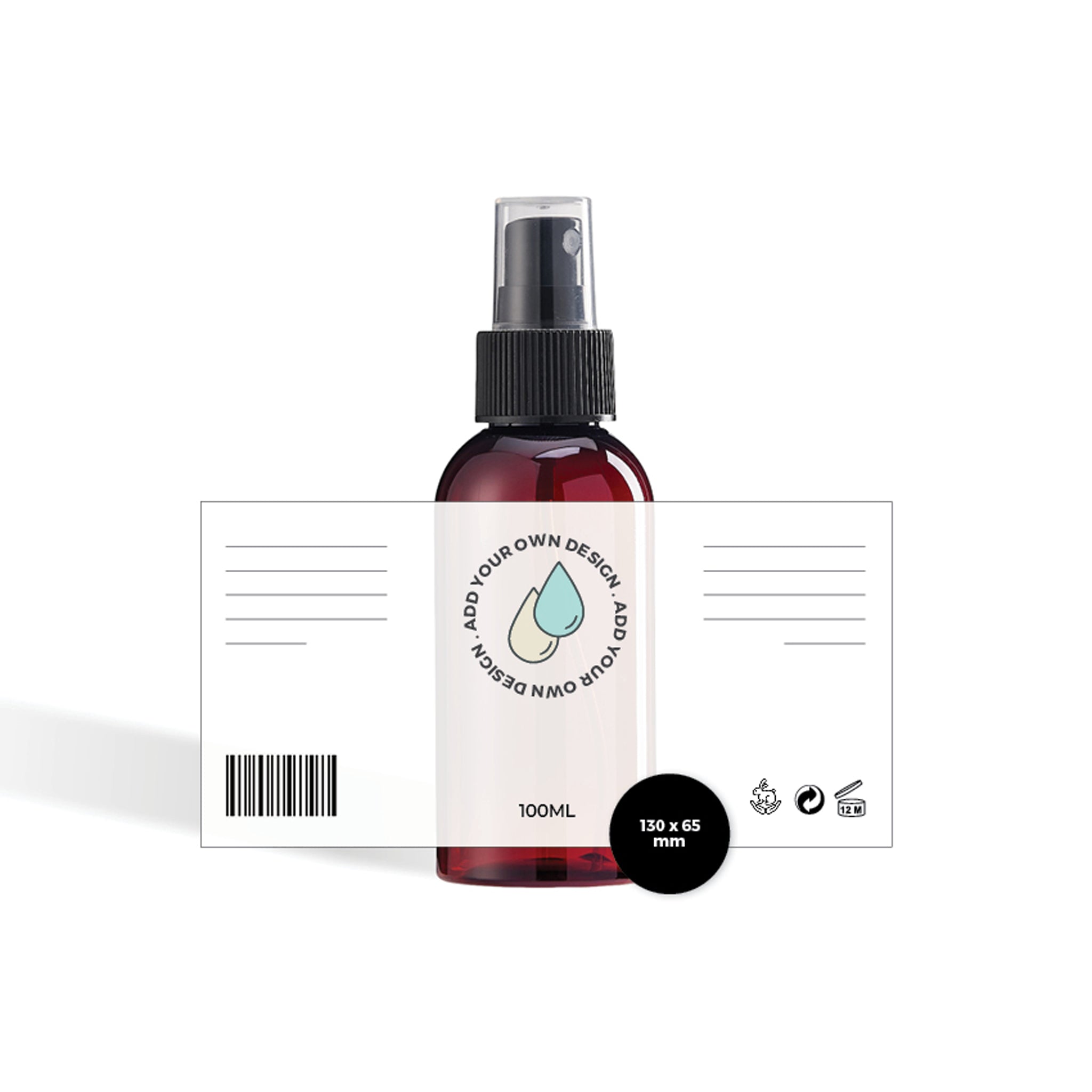 Custom-printed Plastic Spray Bottle Labels (Round Shouldered)