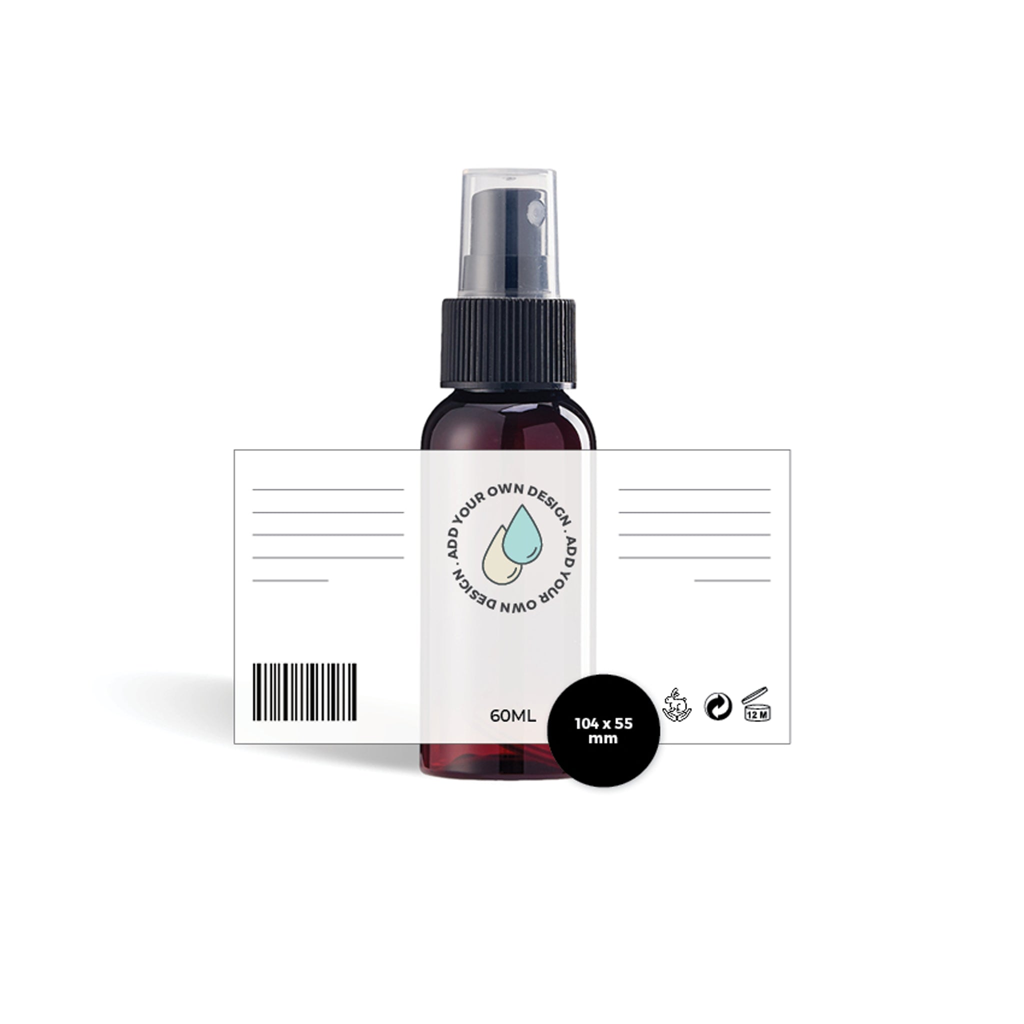 Custom-printed Plastic Spray Bottle Labels (Round Shouldered)