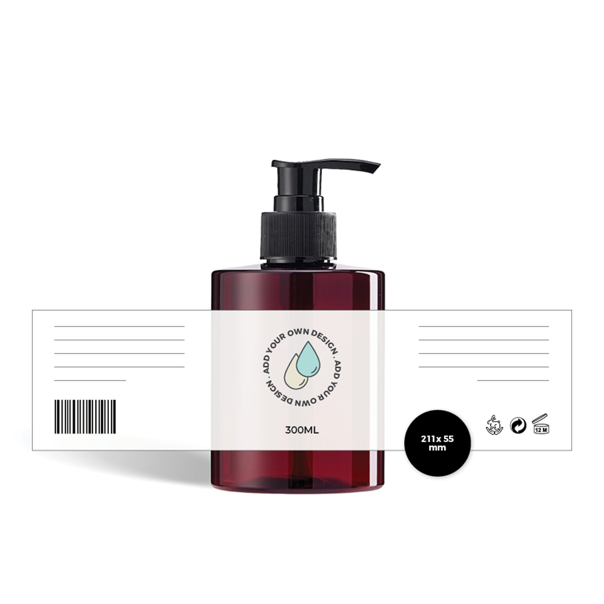 Custom-printed Plastic Lotion Bottle Labels (Flat Shouldered)