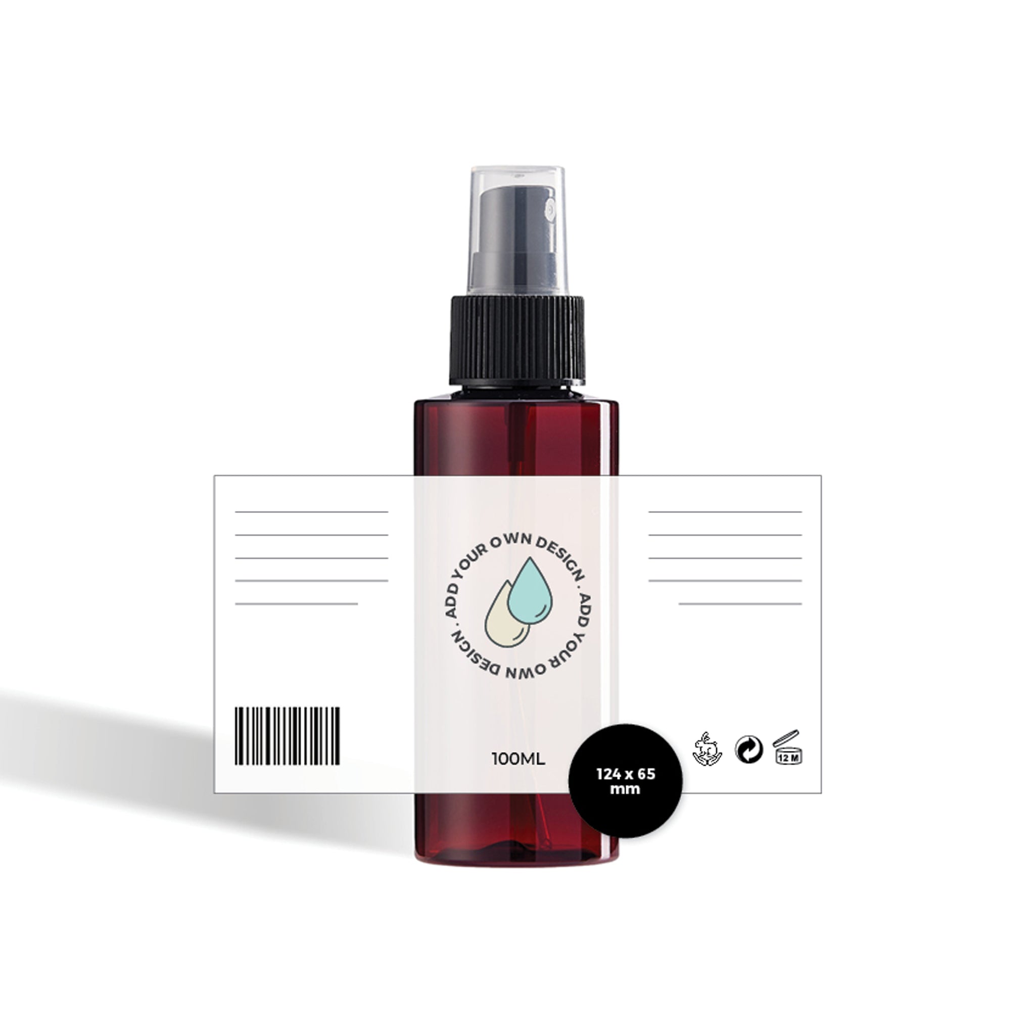 Custom-printed Plastic Spray Bottle Labels (Flat Shoulder)