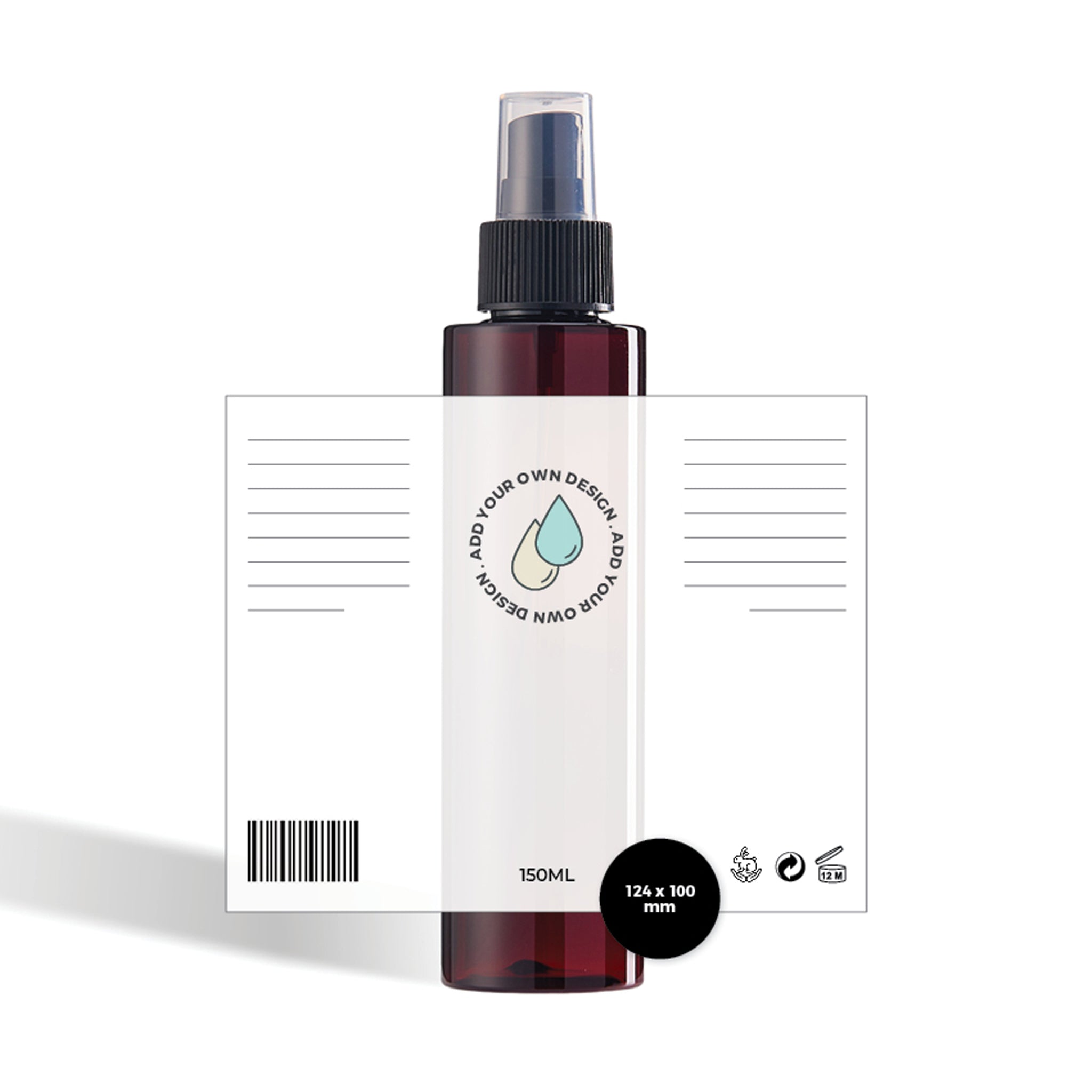 Custom-printed Plastic Spray Bottle Labels (Flat Shoulder)
