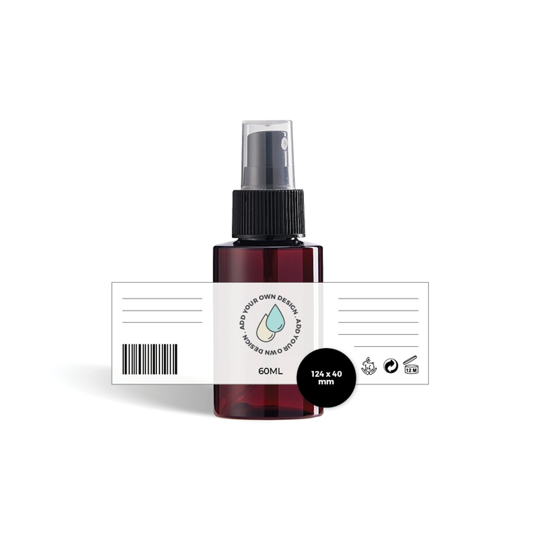 Custom-printed Plastic Spray Bottle Labels (Flat Shoulder)