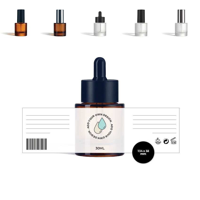 Custom-printed Glass Heavy Base Serum Bottle Labels