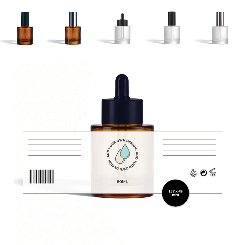 Custom-printed Glass Heavy Base Serum Bottle Labels