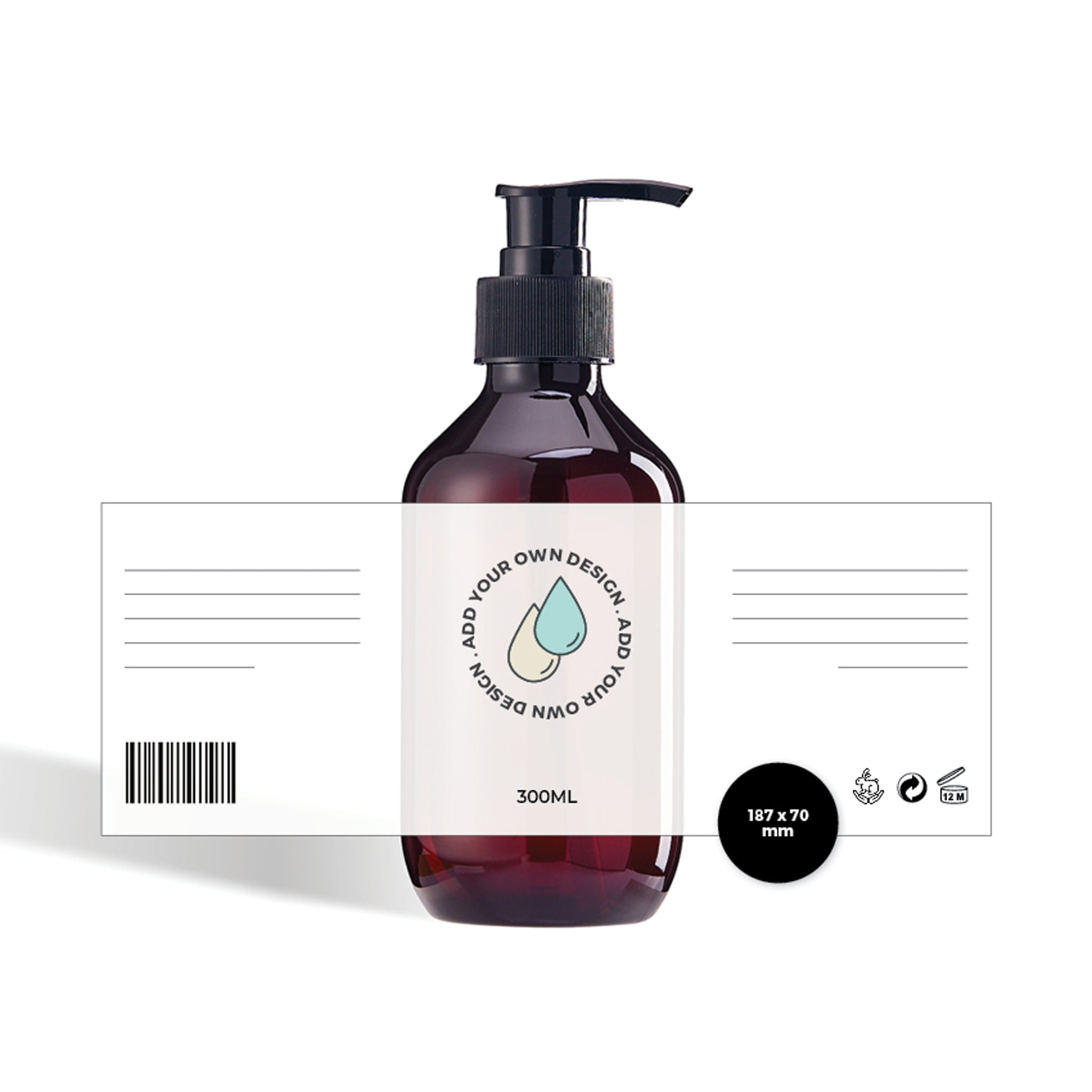 Custom-printed Plastic Lotion Bottle Labels (Round Shouldered)